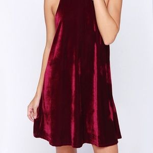 NWT Francesca’s red velvet halter dress